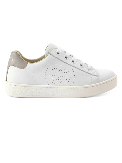 Shop Gucci White Leather Ace Sneakers In Bianco