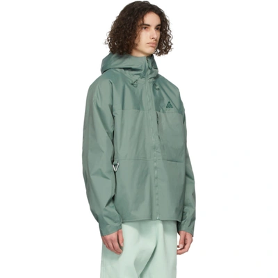 Shop Nike Green Acg Tuff Nuggets Rain Jacket In Green/stone