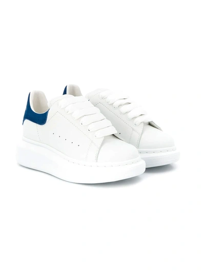 Shop Alexander Mcqueen White And Blue Sneakers Kids