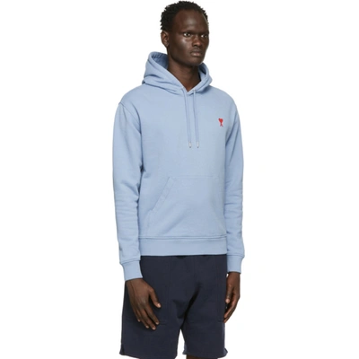 Shop Ami Alexandre Mattiussi Blue Ami De Coeur Hoodie In Light Blue/459