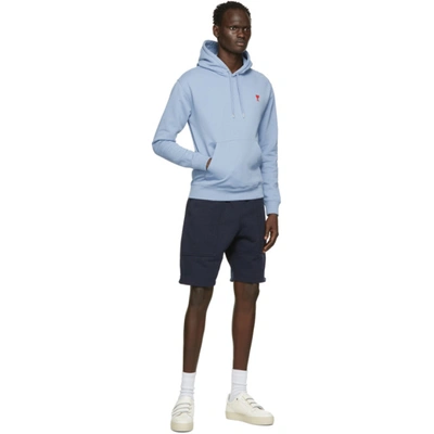 Shop Ami Alexandre Mattiussi Blue Ami De Coeur Hoodie In Light Blue/459