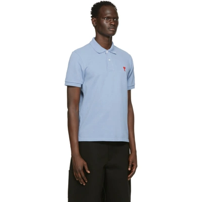 Shop Ami Alexandre Mattiussi Blue Ami De Coeur Polo In Light Blue/459