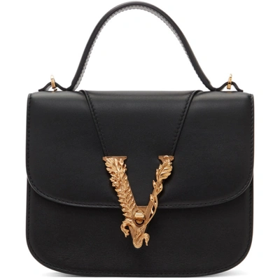 Shop Versace Black Small Virtus Shoulder Bag