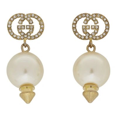 Shop Gucci Gold Gg Pearl Earrings