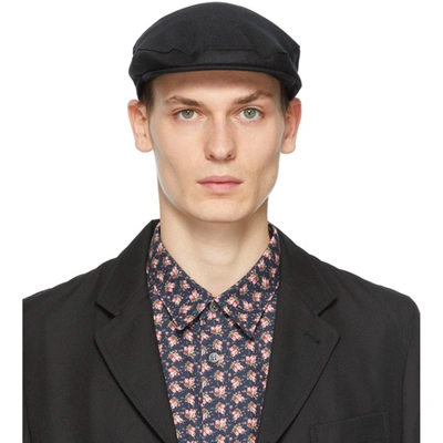 Shop Comme Des Garçons Shirt Black Lochcarron Edition Wool Flat Cap In 1 Black