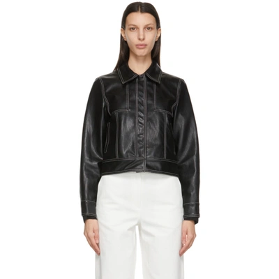 Shop Lvir Black Faux-leather Slim Short Jacket