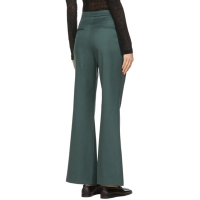 Shop Lvir Green Slit Bell Bottom Trousers In Blue Green