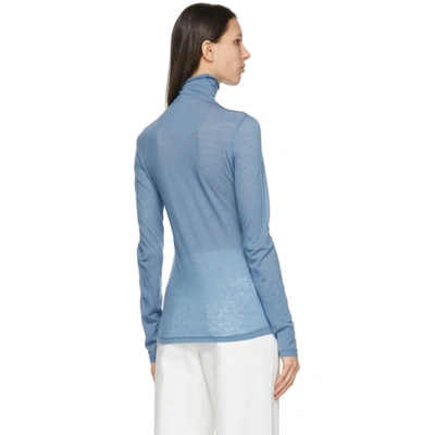 Shop Lvir Blue Natural Cutting Top Turtleneck In Sky Blue