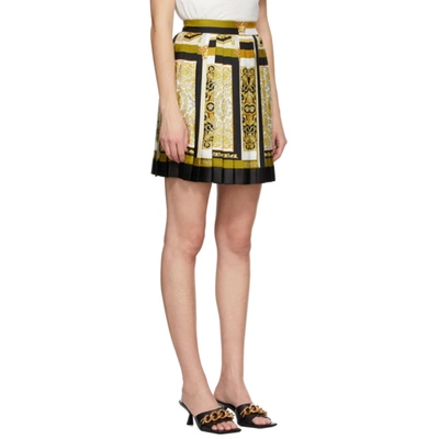 Shop Versace Multicolor Silk Barocco Mosaic Miniskirt In Gold