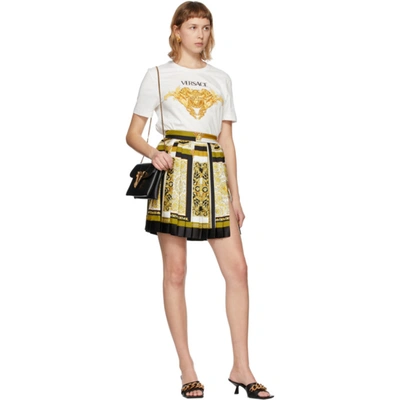 Shop Versace Multicolor Silk Barocco Mosaic Miniskirt In Gold