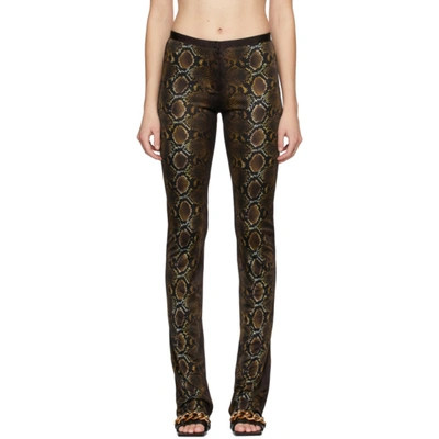 Shop Versace Brown Python Print Trousers In 5n020 Brown