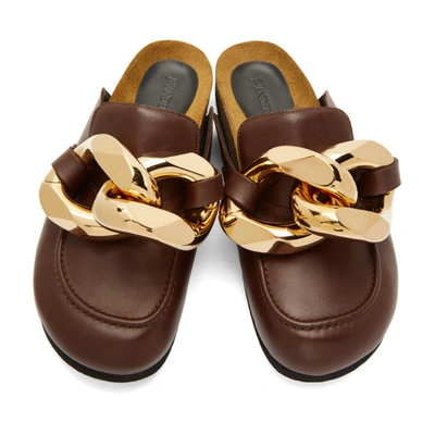Shop Jw Anderson Brown Nappa Curb Chain Loafers In 12021-230