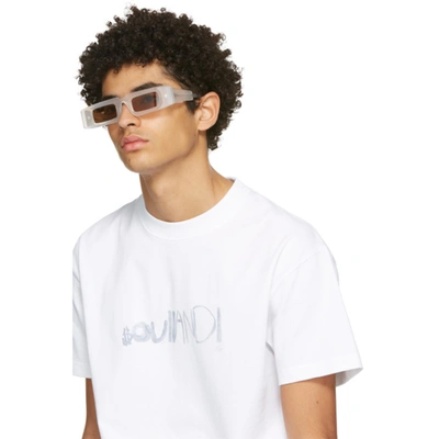 Shop Kuboraum White Maske X5 Sunglasses In Pearlltbrn