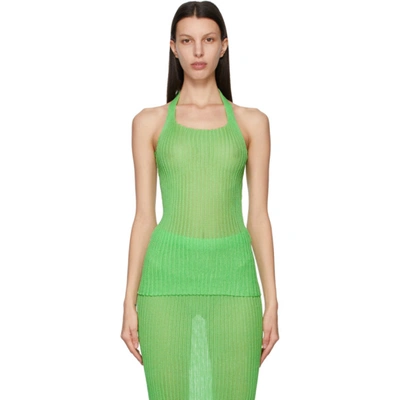 Shop A. Roege Hove Ssense Exclusive Green Square Neck Bow Top