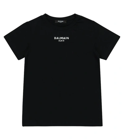 Shop Balmain Logo Cotton Jersey T-shirt In Black