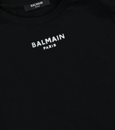 Shop Balmain Logo Cotton Jersey T-shirt In Black