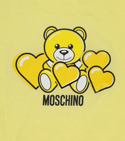 Shop Moschino Baby Printed Cotton Bunting Bag In Yellow