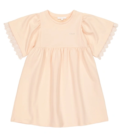 Shop Chloé Cotton-blend Jersey Dress In Pink