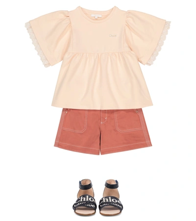 Shop Chloé Cotton-blend Jersey Top In Pink