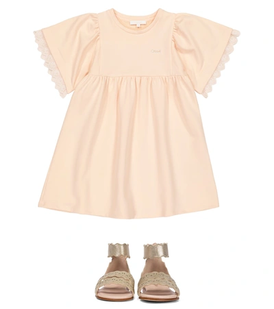 Shop Chloé Cotton-blend Jersey Dress In Pink