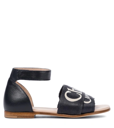 Shop Chloé Logo Sandals In Blue