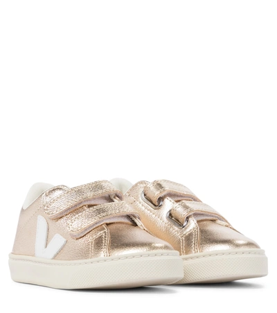 Shop Veja Esplar Leather Sneakers In Gold