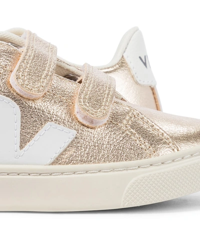 Shop Veja Esplar Leather Sneakers In Gold