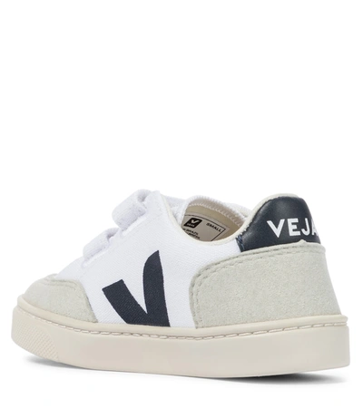 Shop Veja V-12 Canvas And Faux Suede Sneakers In White