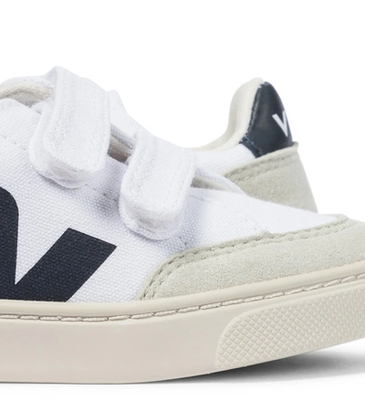 Shop Veja V-12 Canvas And Faux Suede Sneakers In White