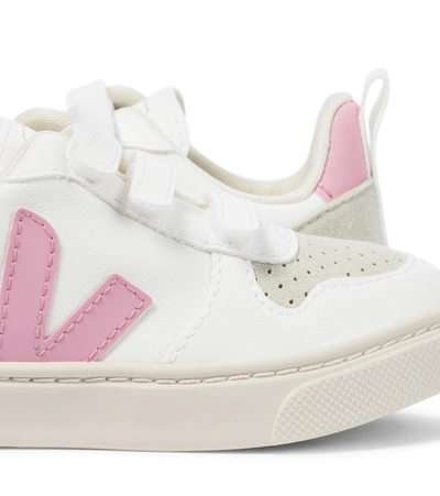 Shop Veja V-10 Faux Leather Sneakers In White