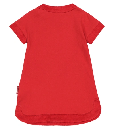 Shop Moncler Baby Cotton Fleece Dress In Red