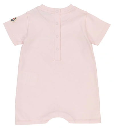 Shop Moncler Baby Logo Cotton-jersey Bodysuit In Pink