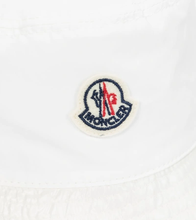 Shop Moncler Baby Logo Bucket Hat In White