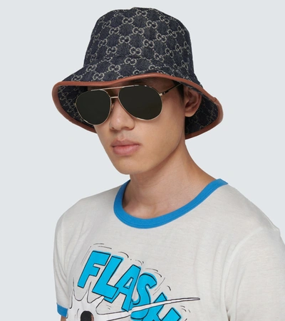 Shop Gucci Gg Canvas Bucket Hat In Blue