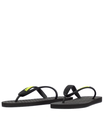 Shop Vetements Logo Thong Sandals In Black