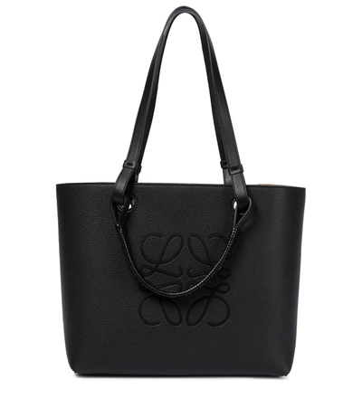 Shop Loewe Anagram Small Leather Tote In Black