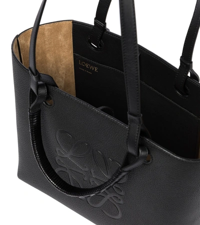 Shop Loewe Anagram Small Leather Tote In Black