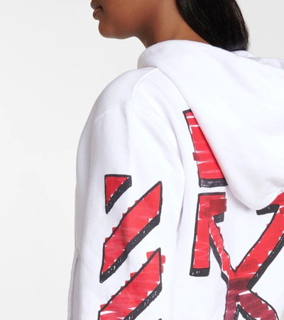 Shop Off-white Marker Arrows Cotton Jersey Hoodie In White
