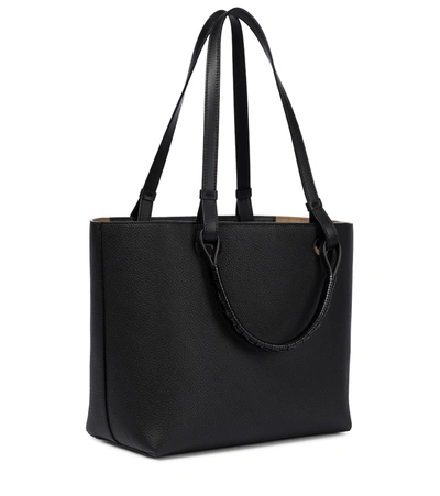 Shop Loewe Anagram Small Leather Tote In Black