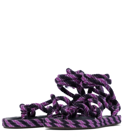 Shop Isabel Marant Erol Lace-up Thong Sandals In Purple