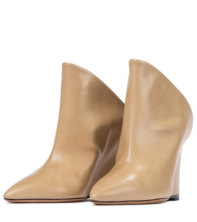 Shop Isabel Marant Tykat 90 Wedge Leather Mules In Beige