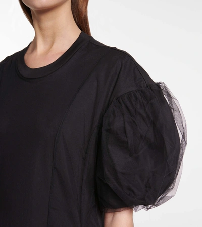 Shop Simone Rocha Cotton And Tulle Midi Dress In Black