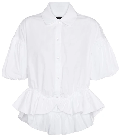 Shop Simone Rocha Ruffle-trimmed Cotton Blouse In White