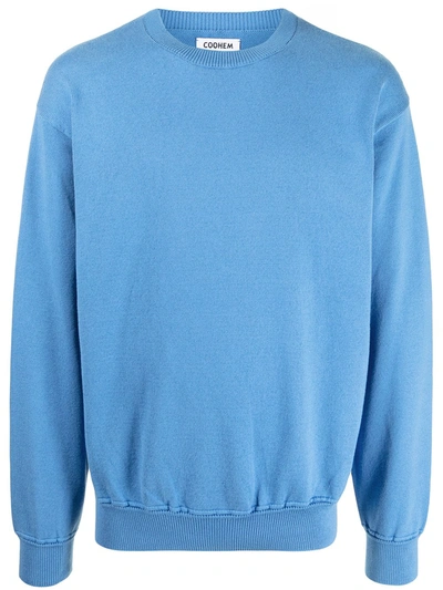 Shop Coohem Crewneck Cotton-silk Sweatshirt In Blue