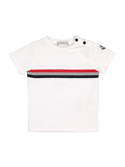 Shop Moncler Kids T-shirt For Boys In White