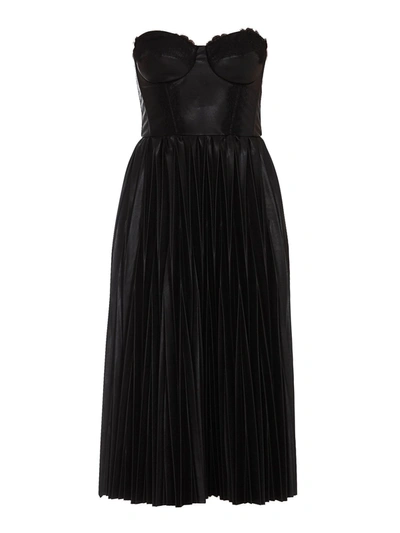 Shop Elisabetta Franchi Faux Leather Longuette Dress In Black