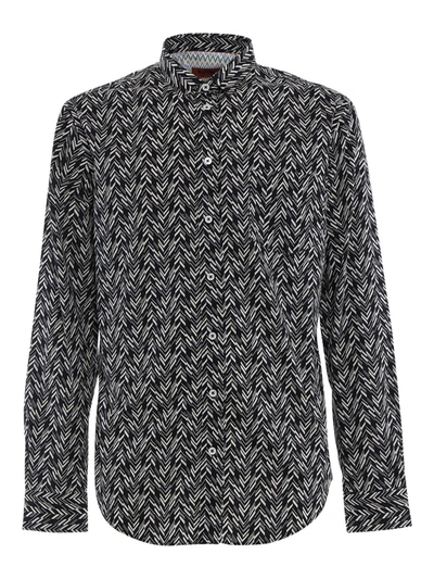 Shop Missoni Chevron Print Shirt In Black