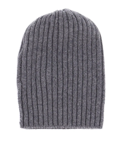 Shop Fedeli Ribbed Cashmere Beanie In Grey