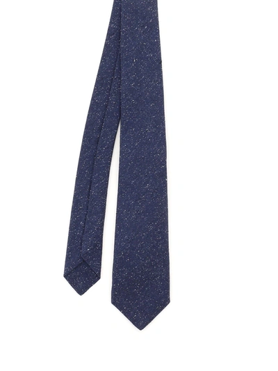 Shop Kiton Polka Dot Patterned Silk Tie In Blue