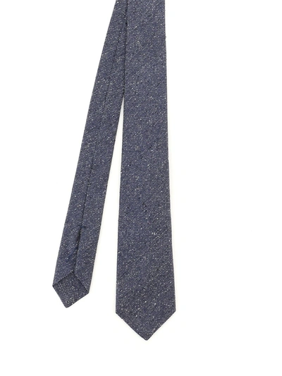 Shop Kiton Shimmering Effect Polka Dot Patterned Tie In Blue